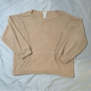 Bibi Keeping You Posted Sweater Taupe Size M Oversized Pocketed Front Preloved